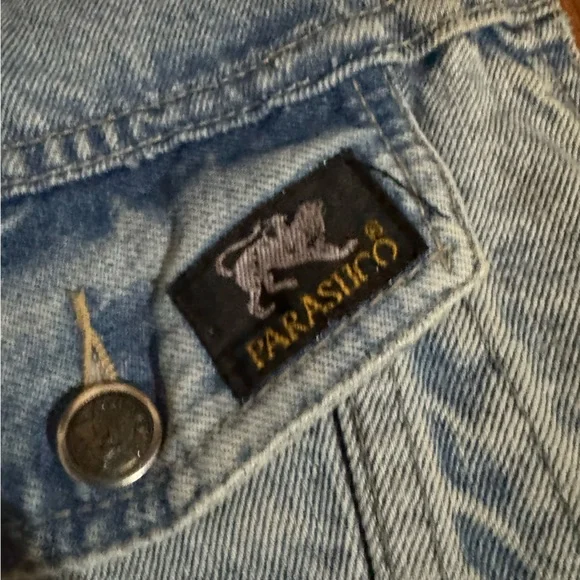 Vintage Parasuco Women’s Light Blue Denim Vest Patch Logo Y2k Biker Grunge 80’s